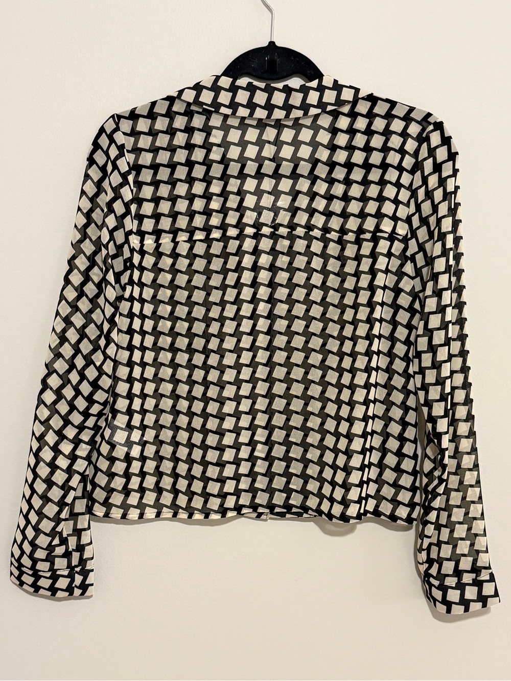 T Tahari Black and White Checked Button-Down Shirt - Picture 5 of 7